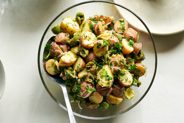 Herby Potato Salad With Smashed Olives