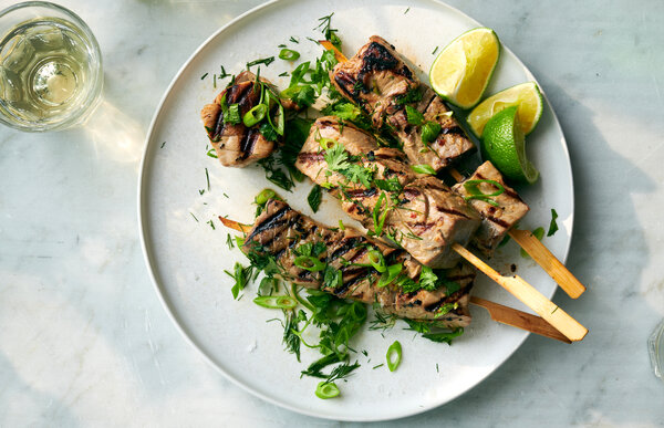 Fish Skewers With Herbs and Lime