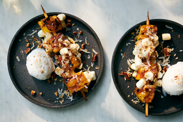 Coconut-Pineapple Skewers With Marshmallows