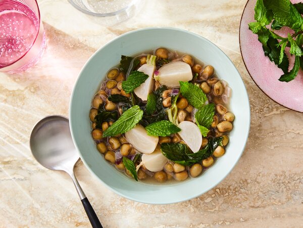 Braised Fresh Black-Eyed Peas With Baby Turnips