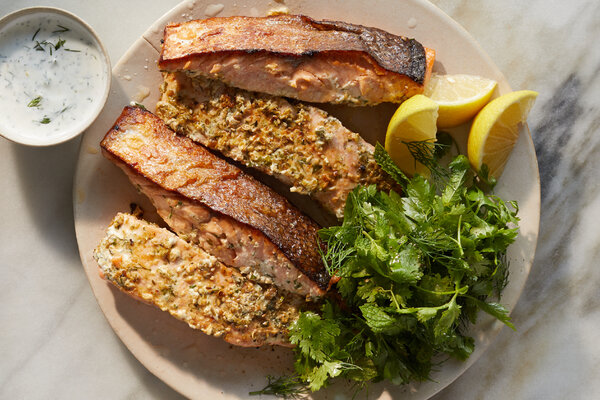 Crispy Salmon With Mixed Seeds