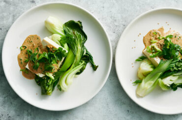 Tofu and Bok Choy With Ginger-Tahini Sauce 