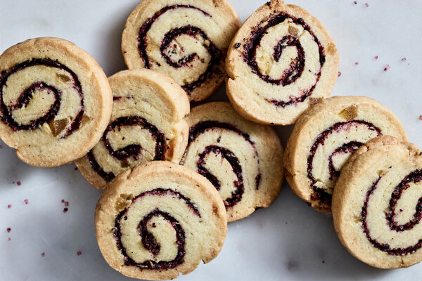 Hibiscus-Spiraled Ginger Cookies