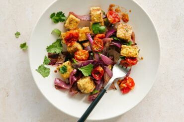 Crispy Tofu With Balsamic Tomatoes
