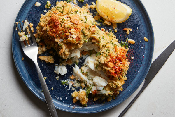 Baked Cod With Buttery Cracker Topping