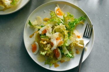 Curly Endive Salad With Mustard Dressing, Egg and Gruyère