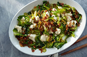 Silken Tofu With Crunchy Lettuce and Fried Shallots
