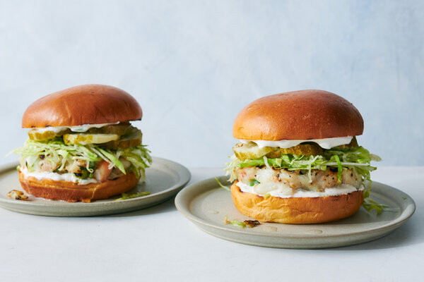 Grilled Seafood Burgers With Old Bay Mayonnaise