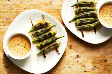 Grilled Okra With Cajun Remoulade