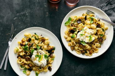 Eggplant Caponata Pasta With Ricotta and Basil