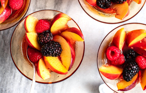 Peach and Berry Macedonia With Sparkling Rosé
