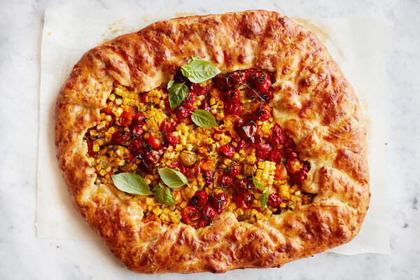 Roasted Tomato and Corn Pie With Cheddar Crust