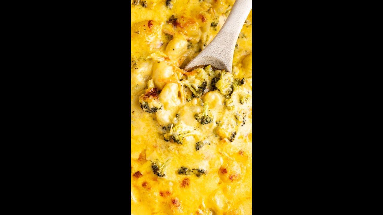 Broccoli Cheddar Gnocchi Bake