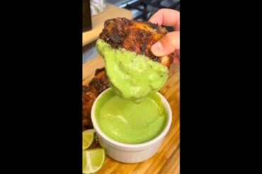 Air Fryer Chicken Thighs w/ Poblano Sauce