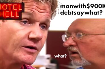 "calm down we're just $900K in debt" ummm sir check yourself real quick thx | Hotel Hell
