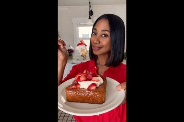 Honey Butter Toast with Rose Whipped Cream + Strawberries