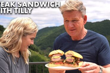 Gordon Ramsay Makes a Steak Sandwich in Spain with Tilly Ramsay