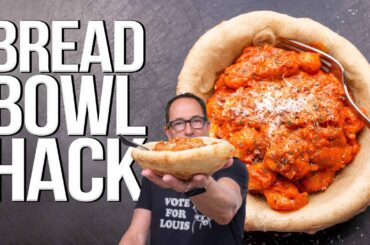 MY SIMPLE HACK TO MAKING THE EASIEST PASTA BREAD BOWL EVER! | SAM THE COOKING GUY