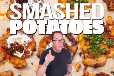 CRISPY GARLIC SMASHED POTATOES (THE PERFECT SIDE DISH!) | SAM THE COOKING GUY