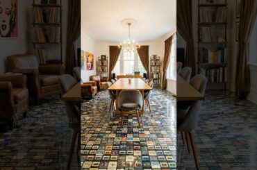Dining on a floor made of retro cassette tapes