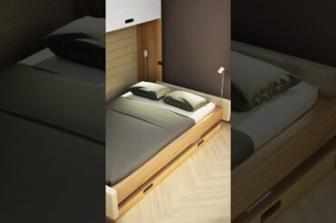 Transforming Room Design Concept. Folding Bed, Desk, Dining Table & Sofa