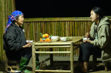 May made a bamboo dining table herself to add a touch of elegance to her lovely kitchen