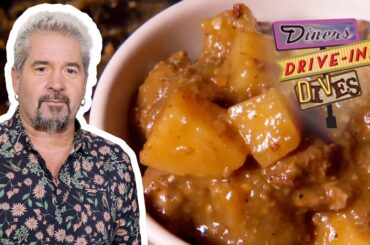 Guy Tries SLAMMIN’ Steak & Stew at Fred’s Texas Cafe | Diners, Drive-Ins and Dives | Food Network