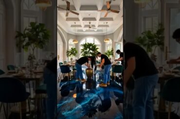 WAIT… this is a dining floor 😳🌊 #renovation #epoxy #openart #aesthetic #viral