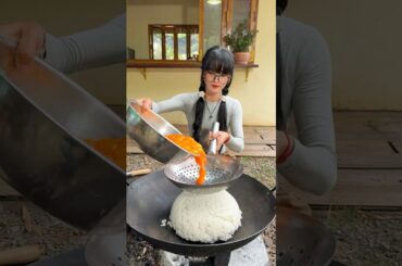 Cooking yummy rice fried with egg recipe