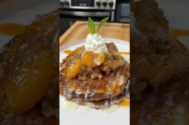 Peach Cobbler Pancakes #makeithappen #cooking #recipe