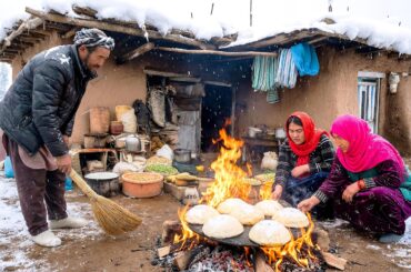 Traditional Afghan Cooking | Sealed Pot Meat Cooked Over Fire in Cold Mountains