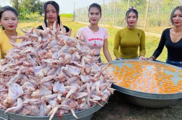 Amazing cooking stir fried rice and deep fried chicken wing recipe