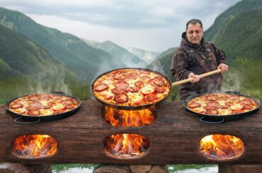 I Cooked 3 Delicious Village Pizza In A One Big Log Grill!