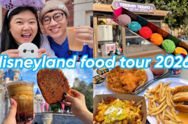 trying NEW disneyland food tour 2026! (matcha 🍵, best bfast 🍳, flo's new menu 🍔, pink milk 💕 + more)