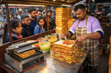 Non-Stop Giant Sandwich at a Roadside Stall | Inside Indian Street Food