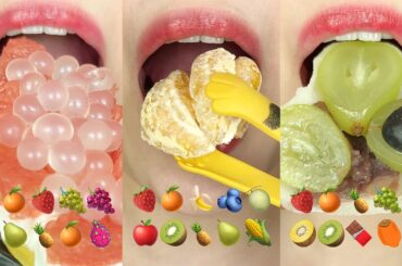 asmr MOST POPULAR FRUITS  EMOJI FOOD COLLECTION 과일 이모지 먹방 모음집 eating sounds