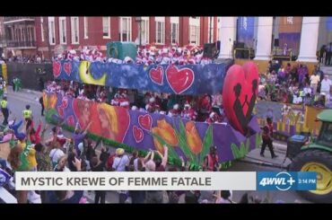 Mystic Krewe of Femme Fatale: Femmes Love Fine Dining Float rolls past Gallier