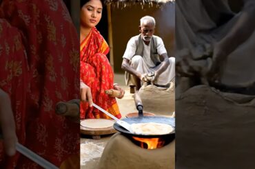 Handmade parathas made in a village clay oven | #shorts #recipe #cooking #porotarecipe