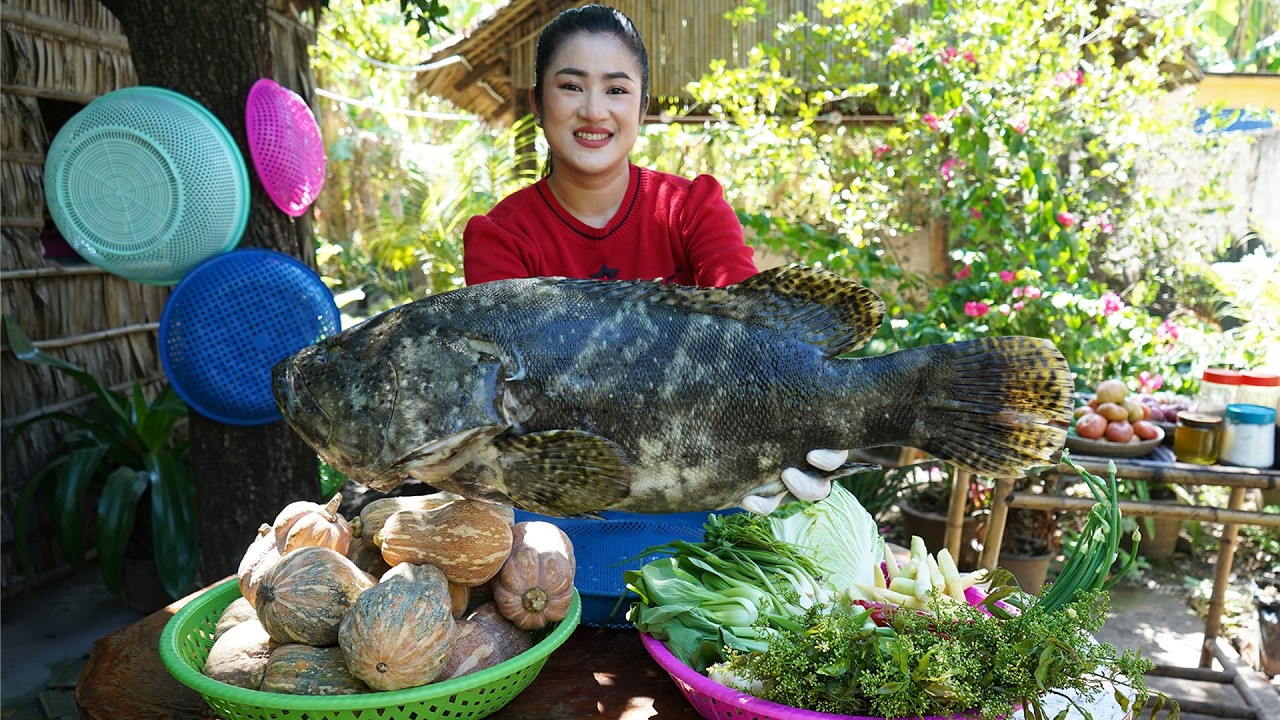 Steamed Ocean fish with soy sauce | Yummy big ocean fish cooking | Cooking with Sreypov Steamed Ocean fish with soy sauce | Yummy big ocean fish cooking | Cooking with Sreypov