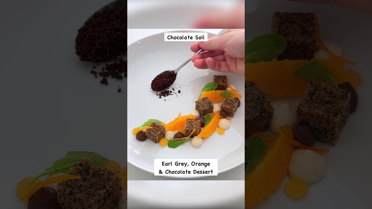 Fine Dining Plated Dessert with Earl Grey Tea, Chocolate and Orange #shorts Fine Dining Plated Dessert with Earl Grey Tea, Chocolate and Orange #shorts
