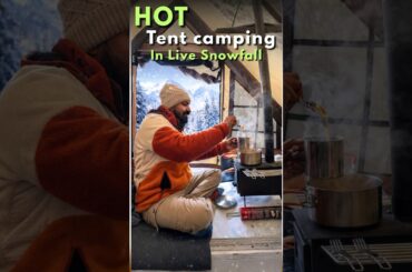 Cooking in heavy snowfall🥶#ghumakkadbugz #snowcamping #hotairtent#camping