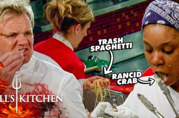 Chefs Serving Rancid Crab & Trash Spaghetti Have Chef Ramsay Fuming | Hell's Kitchen