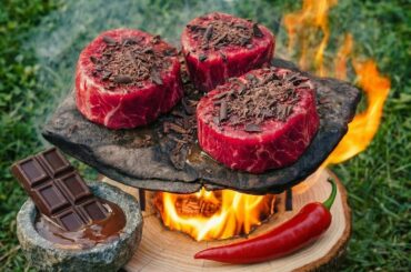 Gourmet Filet Mignon Cooked on a Stone | Bushcraft Forest Cooking