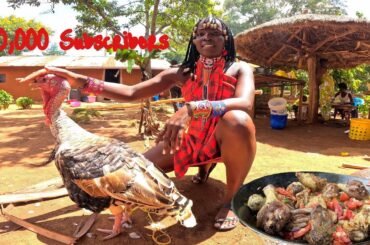 Cooking Whole Turkey 🍗 | 100,000 Subscribers | African Village Cooking with Family and Neighbours