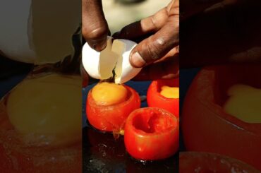 Tomato Ring Egg Bulls 😋 #food #asmr #cooking #egg #shorts