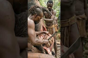 Congo Beast Feast: Mangbetu Hog Cook 🔥 #triballife #tribalfeast #primitivecooking