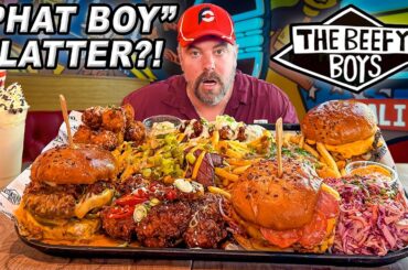 I Should NOT Have Added More Food to Beefy Boys’ “Phat Boy” Burger Platter Challenge!!