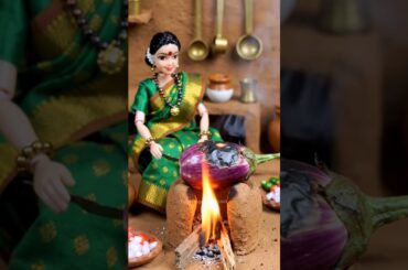 miniature doll brinjal cooking #shorts #shortsfeed #food