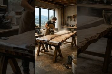 She Built This $15,000 Gold River Epoxy Dining Table Alone – Full Timelapse Transformation #shots