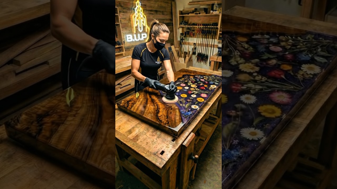 Turning Wood & Flowers into a Luxury Epoxy Dining Table 😳✨ Turning Wood & Flowers into a Luxury Epoxy Dining Table 😳✨